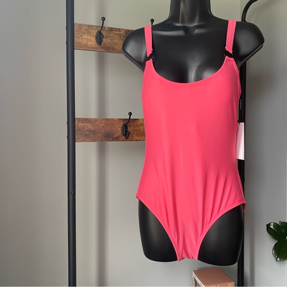 Calvin Klein Over-The-Shoulder Mio with Logo Ring one piece swimsuit energy in 8 - Picture 2 of 7